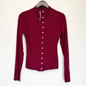 NWT J. CREW Perfect Rib Cardigan Burgundy Size Medium